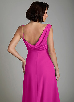 Azazie True Robes de demoiselle d'honneur Robe Trapèze en Mousseline de soie Plissé Fuchsia image4