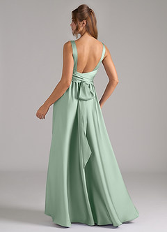 Azazie Kora Robes de demoiselle d'honneur Robe Trapèze en Satin extensible Plissée Agave image6