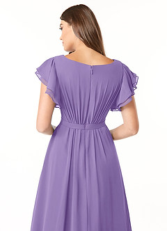 Azazie Daphne Modest Bridesmaid Dresses A-Line Ruffled Chiffon Floor-Length Dress image5