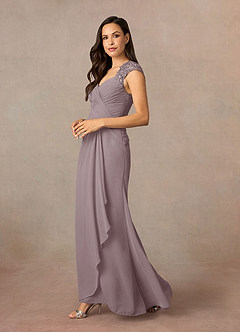 Azazie Birdie Mother of the Bride Dresses Dusk A-Line Queen Anne Sequins Chiffon Dress image3