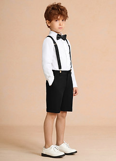 front Oliver Black Boy Shorts Suit 4-Piece Set