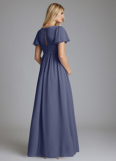 Azazie Verna Maternity Bridesmaid Dresses A-Line V-Neck Ruched Chiffon Floor-Length Dress image2