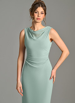 Azazie Kieryn Bridesmaid Dresses Agave Mermaid Pleated Chiffon Dress image6