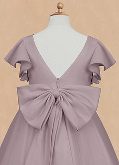 Azazie Kaeya Robe Demoiselle D'honneur Fillette Robe Trapèze en Tulle Arc Crépuscule image8
