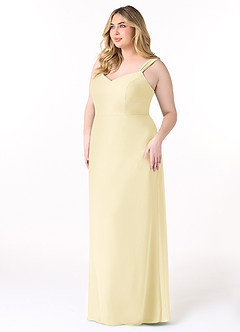 Azazie Denice Abiti da Damigella Abito Tubino in Chiffon a Pieghe Sorbetto Al Limone image11