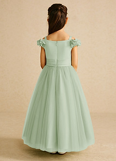 Azazie Jujube Flower Girl Dresses Dusty Sage A-Line Beaded Tulle Dress image5