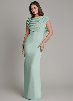 Azazie Hadley Brautjungfernkleider Meerjungfrau-Linie Plissee Chiffon Kleid Agave image2