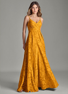 Azazie Amani Brudtärnklänningar Klä av A-Linje i Blommig Utbrändhet Plisserad Knäck image1