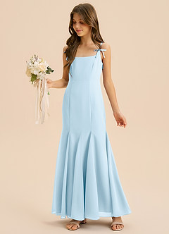 Azazie Evey Junior Abito Sirena in Chiffon Plissettato Azzurro image1