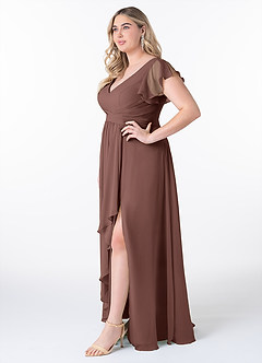 Azazie Omari Bridesmaid Dresses Espresso A-Line Chiffon Dress image9