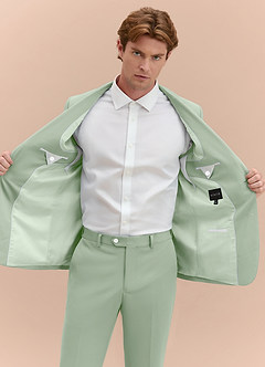 front James Dusty Sage Structured Stretch Suit Jacket
