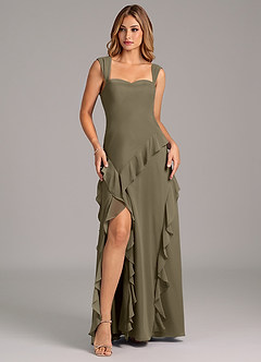 Azazie Sloane Bridesmaid Dresses Willow Green A-Line Sweetheart Neckline Chiffon Dress image1