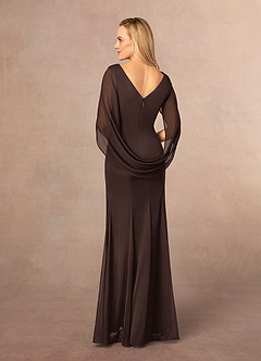 Azazie Belladonna Mother of the Bride Dresses Ganache Mermaid Scoop Pleated Mesh Dress image4