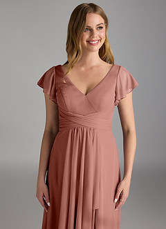 Azazie Omari Robes de demoiselle d'honneur Robe Trapèze en Maille Rose De Cèdre image3