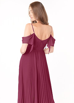 Azazie Lyney Bridesmaid Dresses Mulberry A-Line Off the Shoulder Chiffon Dress image5