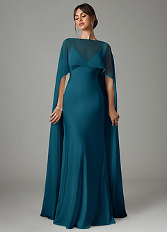 Azazie Stefania Vestidos de madrinha de casamento Vestido Tinta Azul de Cetim elástico de Linha A image1