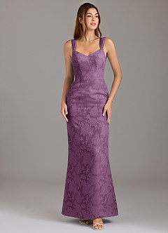 Azazie Denice Bridesmaid Dresses Wisteria A-Line Pleated Floral Burnout Dress image1