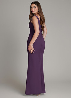 Azazie Hadley Bridesmaid Dresses Plum Mermaid Pleated Chiffon Dress image5