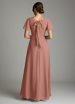 Azazie Kimber Bridesmaid Dresses Cedar Rose A-Line Flounce Sleeve Chiffon Dress image3