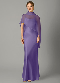 Azazie Jaleesa Vestidos de damas de honor Vestido Tahití de Satén Elástico de Línea A con Cuello alto image1