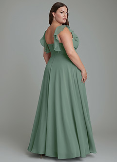 Azazie Leilani Bridesmaid Dresses Eucalyptus A-Line Pleated Chiffon Dress image7
