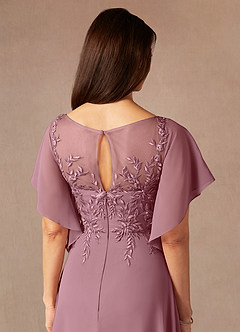 Azazie Faviola Mother of the Bride Dresses Vintage Mauve A-Line Boatneck sequins Chiffon Dress image5