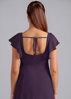 Azazie Bondi Probar vestidos en casa Vestido de Corte En A Volante Hasta el suelo Gasa image6