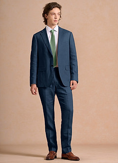 front Harrison Dunkelmarine Anzug aus 100 % Leinen