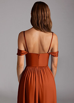 Azazie Calianna Bridesmaid Dresses Paprika A-Line Off the Shoulder Stretch Satin Convertible Dress image5