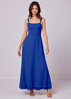 Barbie ♥ Azazie Bridesmaid Dresses Royal Blue A-Line Pleated Chiffon Dress image3