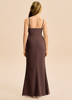 Azazie Buzzy Junior Ganache Sheath Pleated Chiffon Dress image5