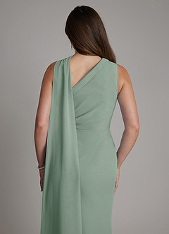 Azazie Zhanna Bridesmaid Dresses Silver Sage Mermaid One Shoulder Chiffon Dress image7