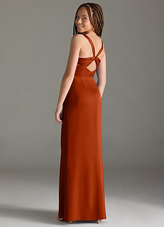 Azazie Mero Junior Paprika Mermaid Pleated Stretch Satin Dress image2