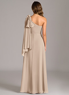 Azazie Tella Bridesmaid Dresses Taupe A-Line One Shoulder Chiffon Dress image7