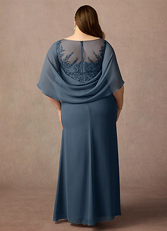 Azazie Hera Brudens mor kjoler A-Line Blonde Capelet Chiffon Gulv-længde Kjole image7
