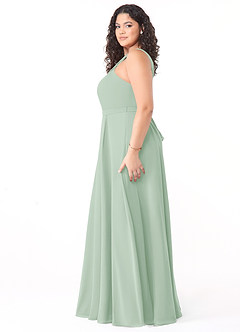 Azazie Dixie Bridesmaid Dresses Agave A-Line Halter Pleated Chiffon Dress image2