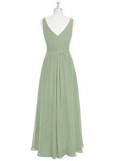 Azazie Pierrette Bridesmaid Dresses Dusty Sage A-Line Pleated Chiffon Dress image8