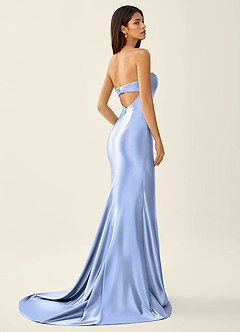 Philomena Ljusblå Korsett Stretchig Satin Sjöjungfrubalklänning image2