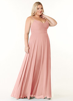 Azazie Janine At-home Try On Dresses Agave A-Line V-Neck Chiffon Dress image8
