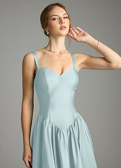 Azazie Evadina Suknie dla druhen Linia A Gorset Satyna elastyczna Do ziemi Sukienka image5