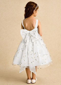 Azazie Bean Robe Demoiselle D'honneur Fillette Robe Princesse en Tulle Sans manches Ivoire image2