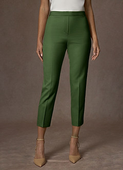 front Kennedy Olive Structured Stretch Pants Suit
