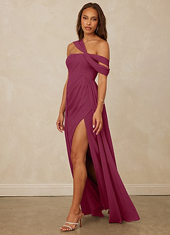Christian Siriano Bridal for Azazie 1014 Bridesmaid Dresses Mulberry A-Line Off the Shoulder Chiffon Dress image8
