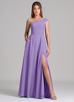 Azazie Melanie Bridesmaid Dresses Tahiti A-Line Off the Shoulder Chiffon Dress image1