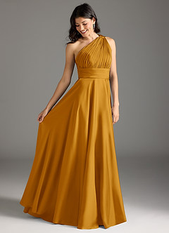 Azazie Charlize Jurken voor bruidsmeisjes Jurk van Stretch Satijn met A-lijn One-shoulder Boterbabbelaar image2