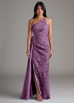 Azazie Mika Jurken voor bruidsmeisjes Jurk van Bloemen Burn-out met Kolom One-Shoulder Blauweregen image1