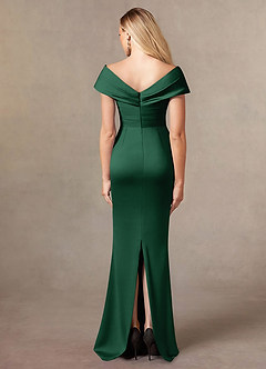 Azazie Ludlow Mother of the Bride Dresses Dark Green Mermaid Pleated Stretch Satin Dress image4