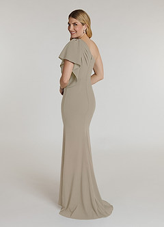 Azazie Pia Mother of the Bride Dresses Taupe Mermaid Pleated Stretch Crepe Dress image4