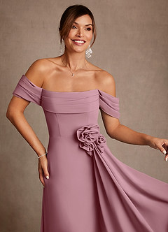 Azazie Amherst Mother of the Bride Dresses Vintage Mauve A-Line Off the Shoulder Chiffon Dress image6