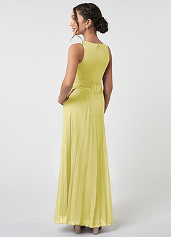 Azazie Lindie Junior Lemon Sorbet A-Line Pleated Chiffon Dress image4